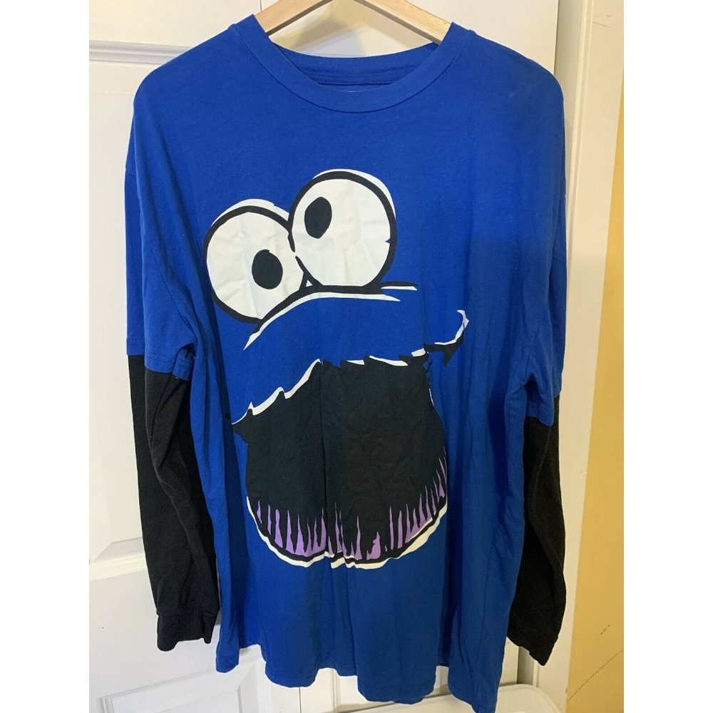 Seasame Street Cookie Monster T Shirt Men’s Sz XL Blue Long Sleeve 2011